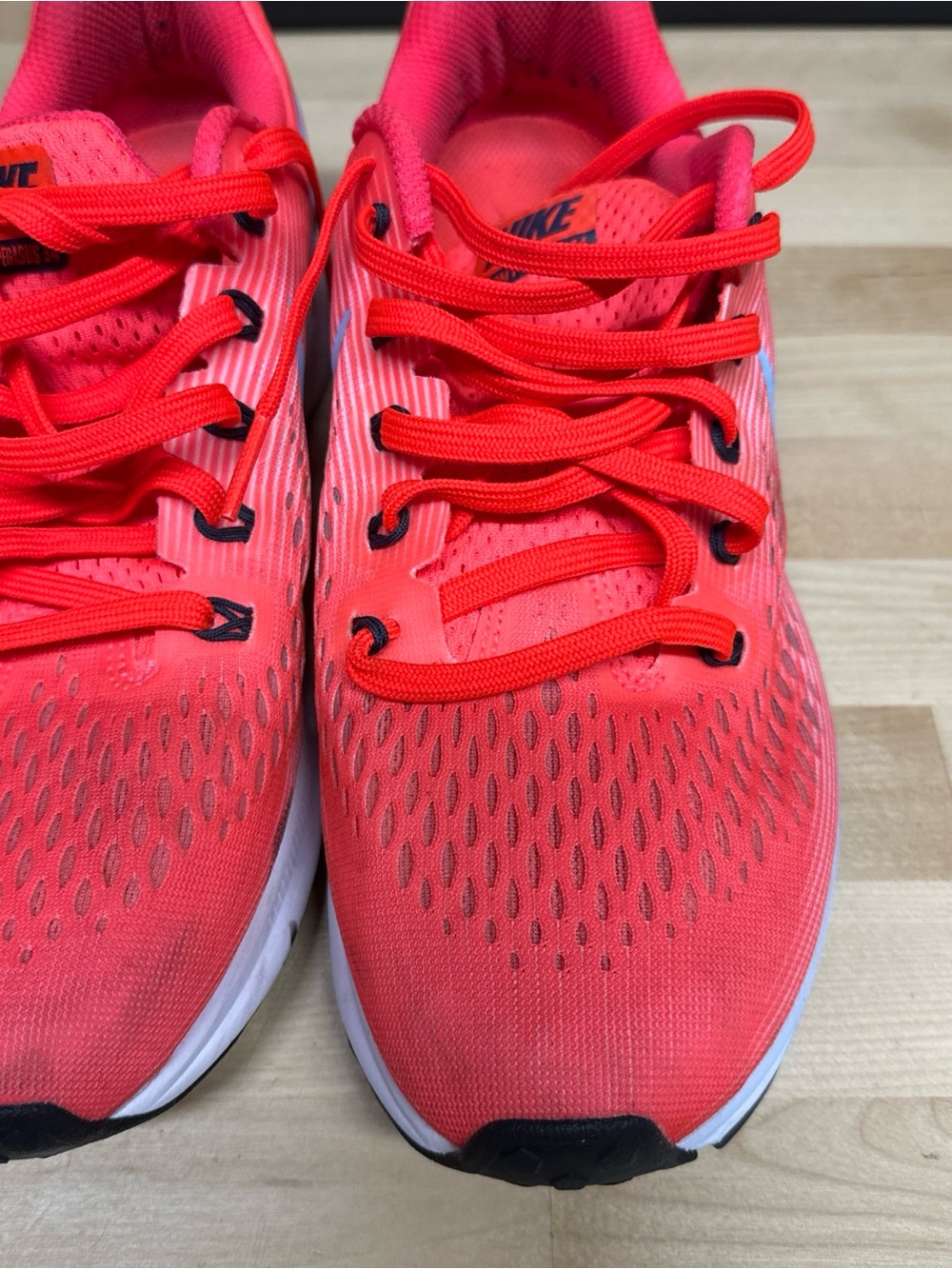 Nike Women's Bright Coral Running Sneakers with Light Blue Swoosh - Picture 11 of 12